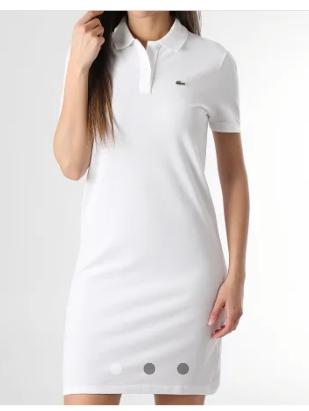 Lacoste White Polo Shirt Dress with Green Crocodile Logo